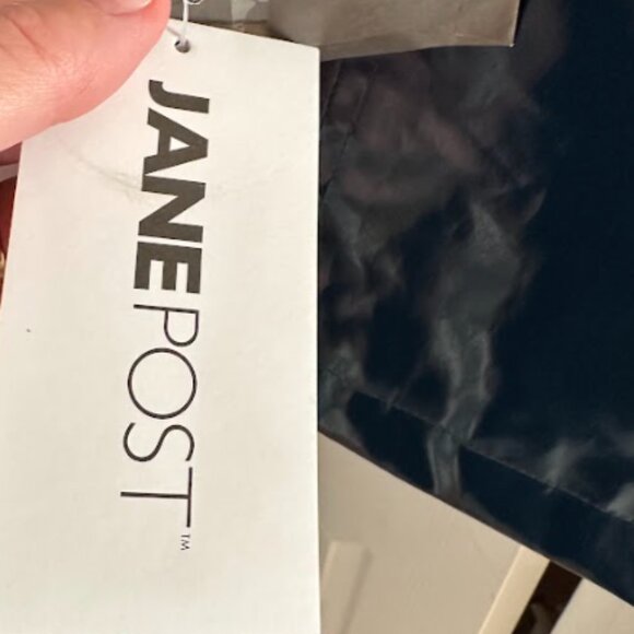 Jane Post XS Navy/Teal Detachable Hood Iconic Princess Rain Slicker Jacket NWT - Picture 4 of 8